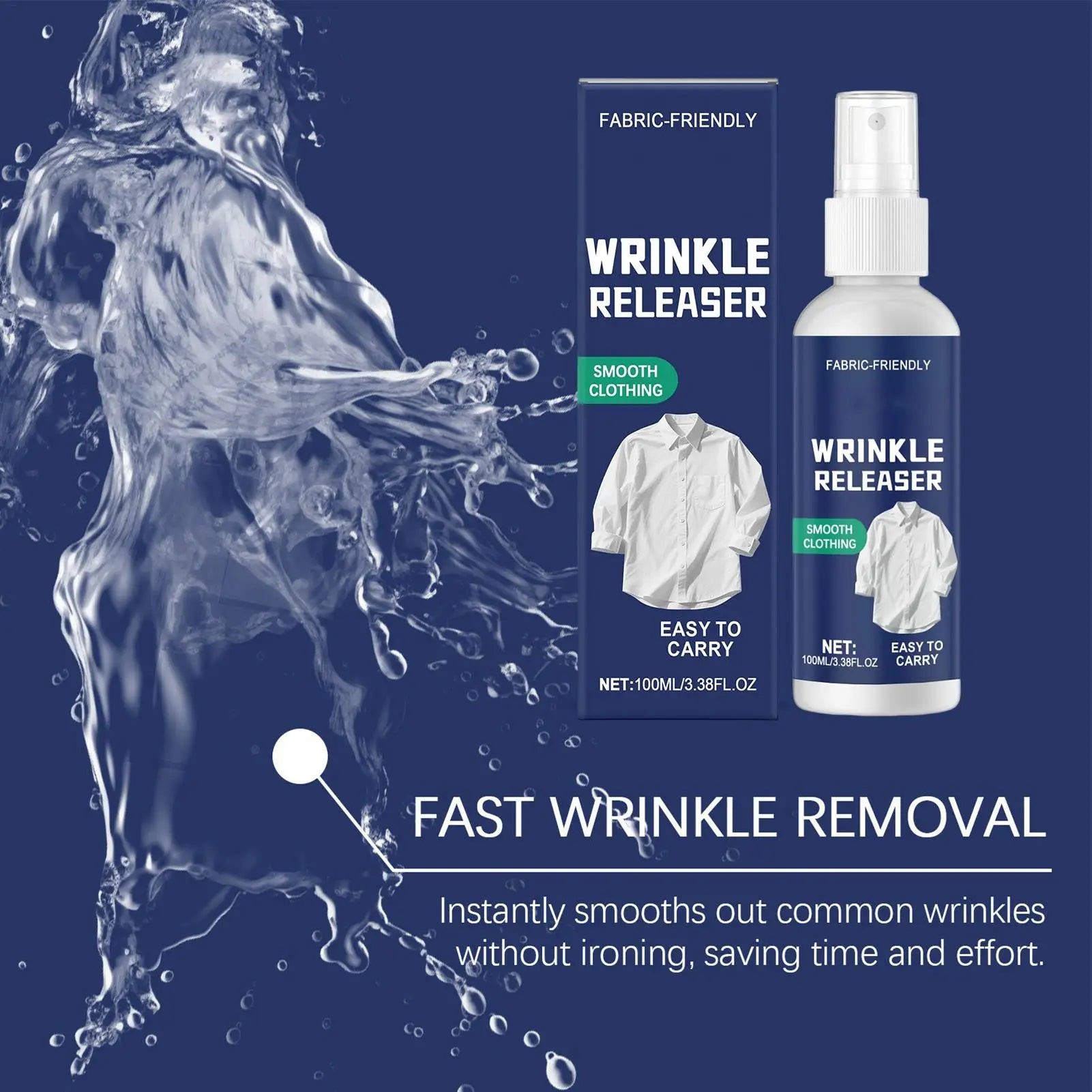 Ironing Spray for Clothes, 100Ml Anti-Static Wrinkle Release Spray, Travel-Size Ironing Aid for Home, Dorm, Beach Vacation